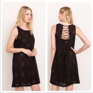 Back Lace Up Dress. Lacy with Plum color Lining